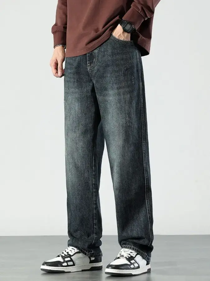 일자 청바지 가을 겨울 빈티지 와이드 슬리퍼 바지 J08Z4E 젠2