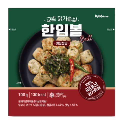 교촌 닭가슴살 한입볼 깻잎청양 100g (30개)