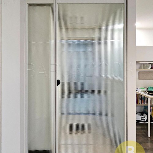 바른사람 바른도어 초슬림유압 화이트 모루세로강화유리 비대칭 양개스윙중문 (~1.25m)