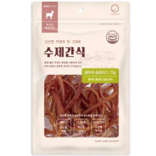 굿데이펫 ㅤ수제간식 돼지귀 슬라이스 70g (8개)_이미지