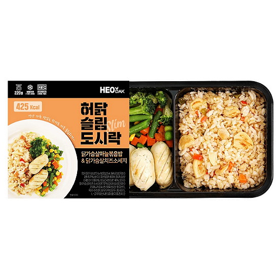 허닭 슬림도시락 닭가슴살마늘볶음밥 앤 닭가슴살치즈소세지 220g (24팩)_이미지