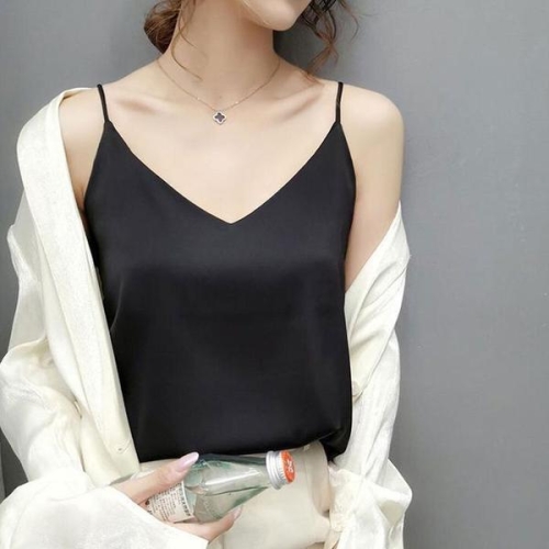 오노마 ONM 여성 여름 바다 여행 캐주얼 브이넥 끈나시 티셔츠 S10385233