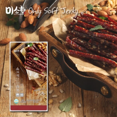 달인푸드 미소향 국내산 소고기 견과육포 80g 안주 간식_이미지