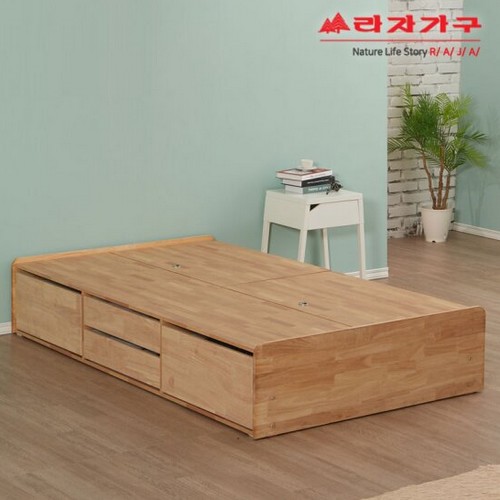 라자가구 비바 팀버 원목 4서랍 침대 SS (라텍스탑독립)_이미지