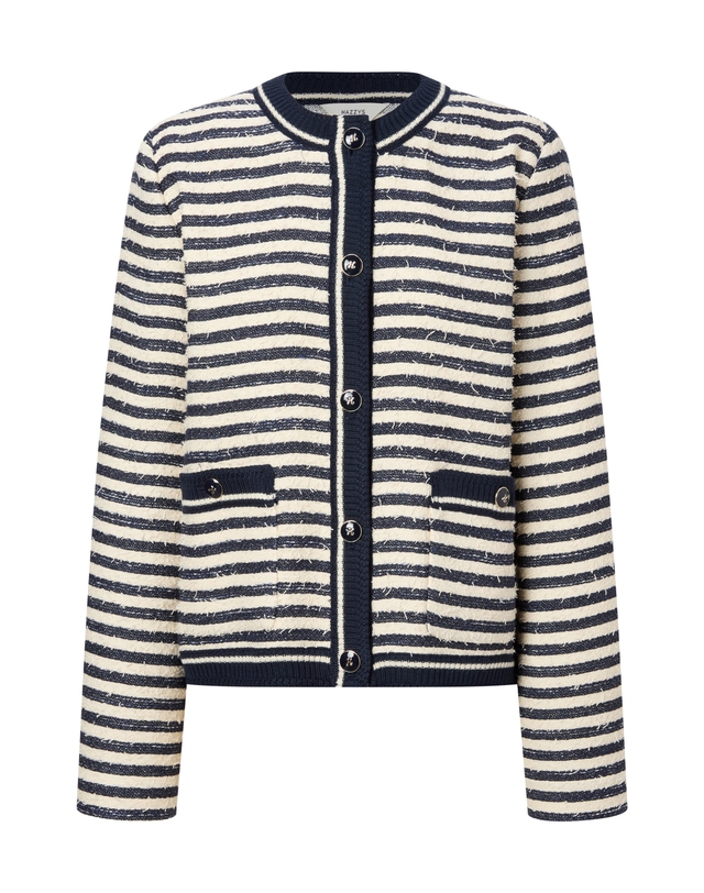 헤지스레이디스 스트라이프 면혼방 긴팔자켓 HSJA4D803N2_이미지