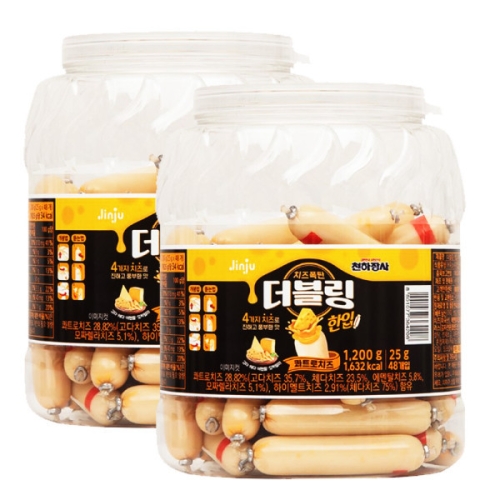 진주햄 천하장사 더블링 한입 콰트로치즈 소시지 1.2kg (2개)_이미지