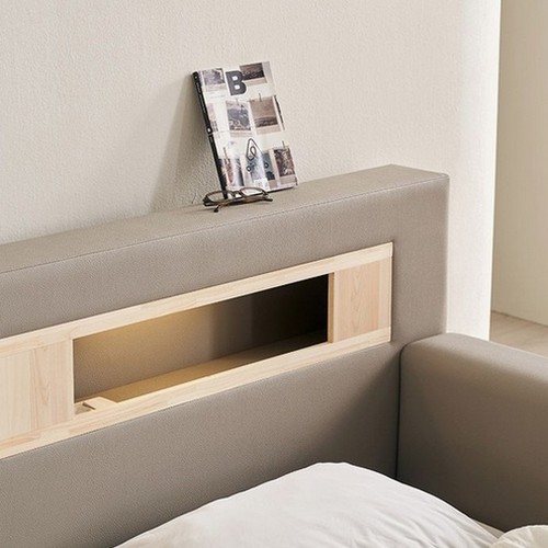 삼익가구 포레티 편백나무 LED 밸런스형 가죽 침대 SS (본넬스프링)_이미지