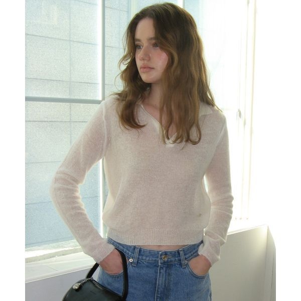 �������� SOMEWHEREBUTTER See-Through Collar Knit Ivory S5SKN03IVF 391767