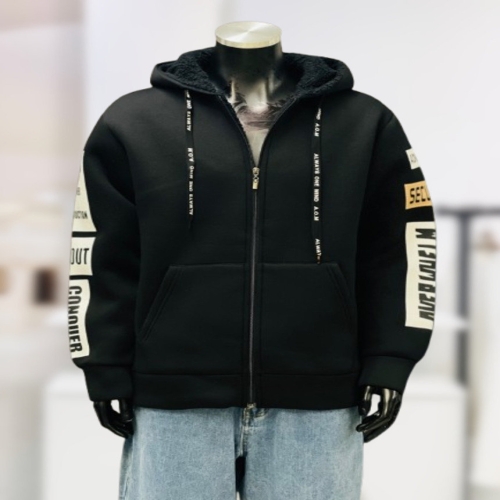 네오프렌 레터링 밍크 후드 집업 자켓 PSDBJK06HM2