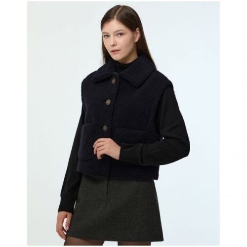 뉴욕 우먼 리뷰이벤트 뉴욕 네이비 단색 양모피 양면 베스트 WJJU3D600N3 776163