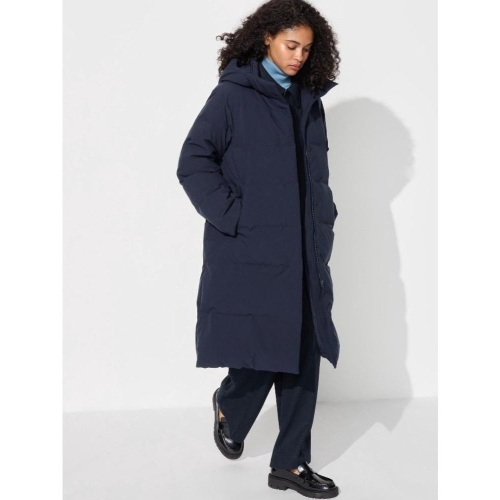 유니클로 여성 심리스 다운 롱 코트 패딩 롱패딩 점퍼 750이상 네이비 469898