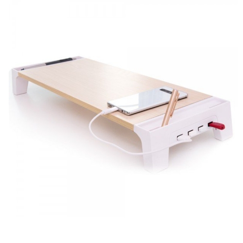 레토GMS LMS-W05H 스마트 USB 우드 모니터받침대 (58cm)_이미지