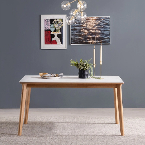 헤이미쉬홈 모리드 고무나무 원목 포세린 통세라믹 식탁 1400 (의자별도)_이미지