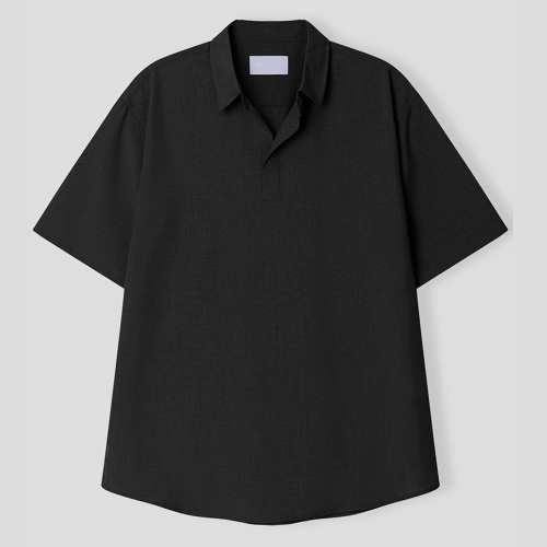 남자 링클프리 린넨 혼방 반팔 티셔츠 ET5-KAH-Q004-블랙