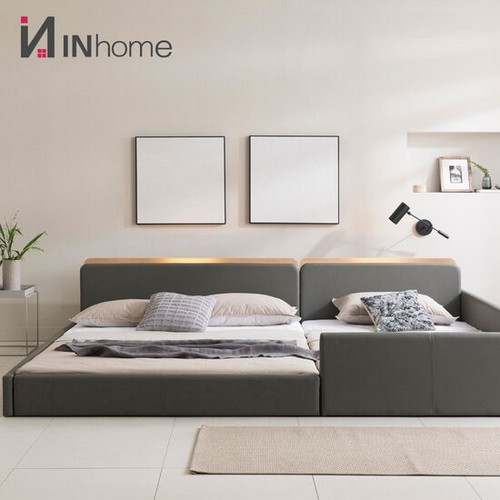 인홈 라온 수납 저상형 LED 패밀리침대 Q+Q (유로탑독립)_이미지