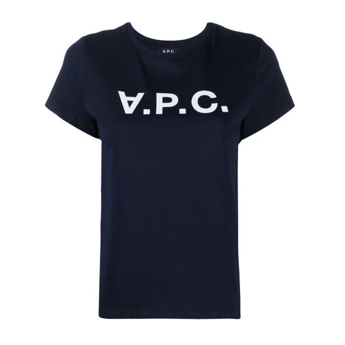 아페쎄 VPC 벨벳로고 반팔 티셔츠 COBQX F26944 (IAK, 네이비)_이미지