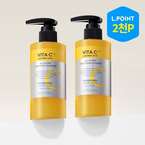 에이블C&C 미샤 비타씨플러스 올인원 팩 폼 클렌저 200ml (2개)