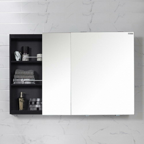 로얄앤컴퍼니 와이드 댐퍼 슬라이딩 거울장 블랙 1200