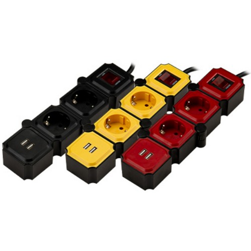 천하지엘씨 파워존 2구 16A USB 고용량 테트리스 멀티탭 (1.5m)_이미지