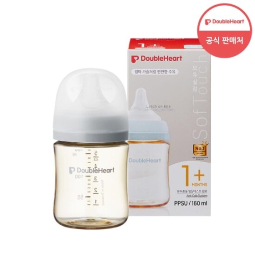 더블하트 모유실감 3세대 PPSU 새벽그레이 160ml (젖병 1개 + 젖꼭지 1개)_이미지