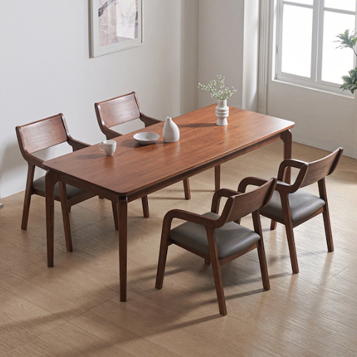 라로퍼니처 라인 참죽나무 원목 식탁 1900 (의자4개)_이미지