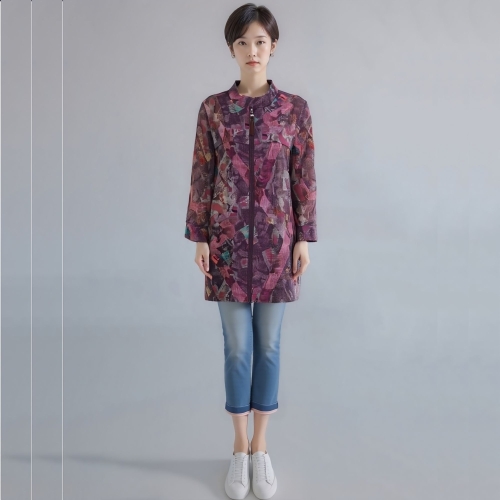 모라도 24년 봄 여름 중년 여성 깔깔이 나염 스트링 점퍼MNM5JP430H-CC