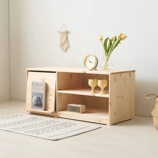 보루네오하우스 엘리브 모리 레드파인 원목 1단 수납장  1000