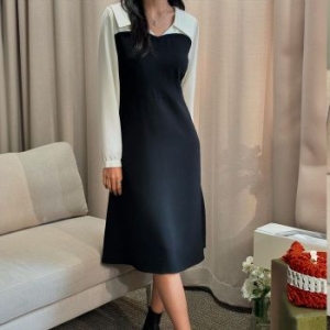 아이우먼 레이디배색카라원피스 YPT008M 510 빅사이즈