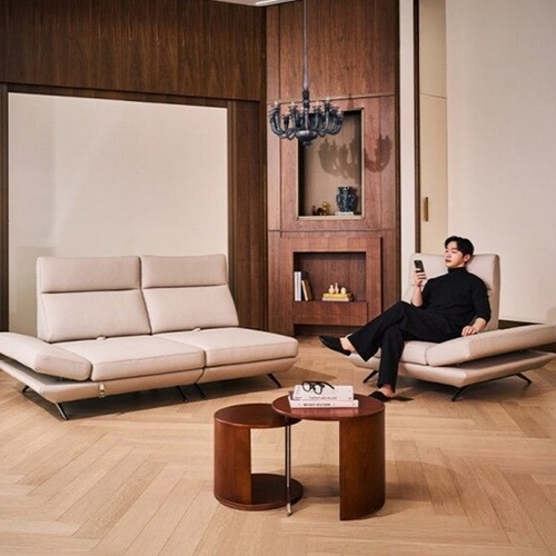 다우닝 프리움 스윙 전체 천연가죽 소파 3.5인용 (스툴포함)_이미지