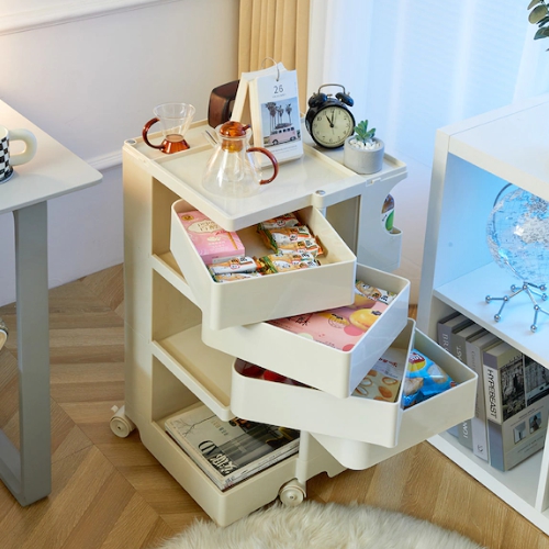 로엠가구  쥬니 이동식 수납 3단 트롤리