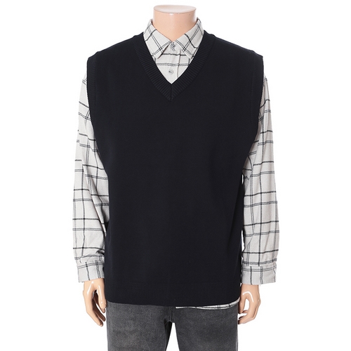 테이트 오버핏 브이넥 니트 베스트 KABW9-USP030_이미지