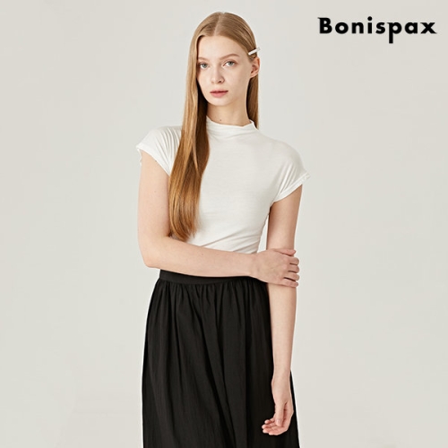 보니스팍스 베이직 심플 반하이넥 무지 반팔 티셔츠 XO2LW027L0_이미지