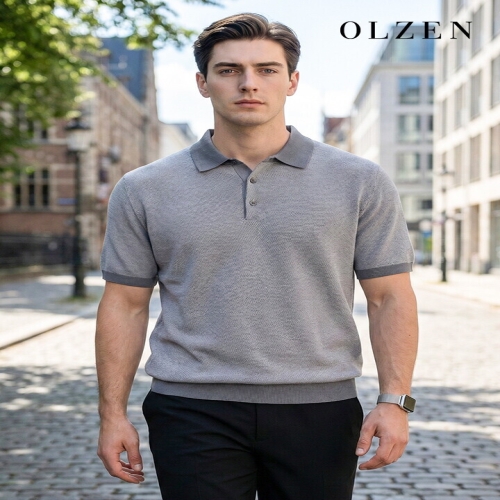 올젠 오가닉코튼 배색 카라 니트 ZOE2ET1301_이미지