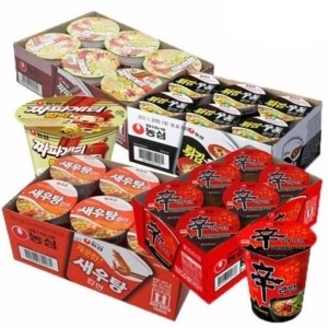 농심 신라면컵6개 + 튀김우동컵6개 + 새우탕컵6개 + 짜파게티범벅6개