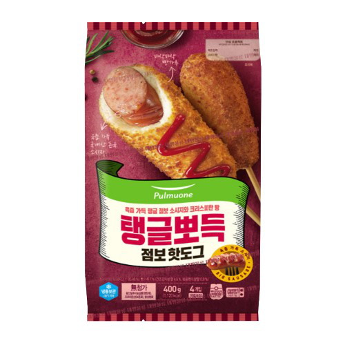 풀무원 탱글뽀득 점보 핫도그 4개입 400g (1개)_이미지