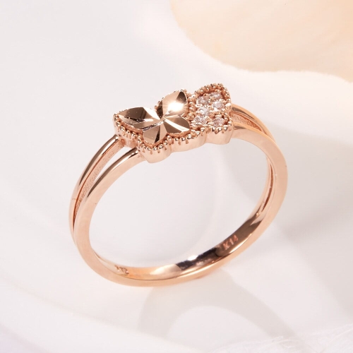 비앤비골드 14K 나비 트윈 컷팅 큐빅 두줄 반지 NPR41632_이미지