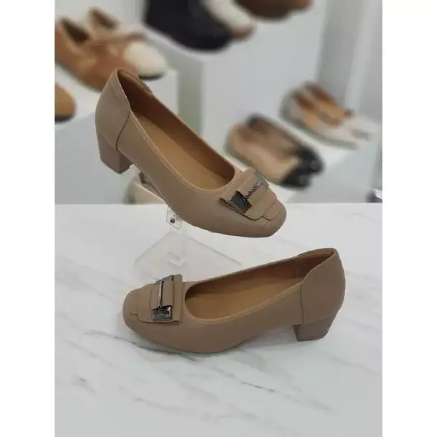 세미 스퀘어토 메탈 청키힐 펌프스 4.5cm HS85M3000bb