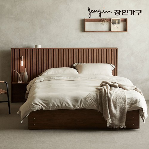 장인가구 로시 스탠다드 템바보드 호텔식 수납형 LED침대 Q (라텍폼스7존독립)_이미지