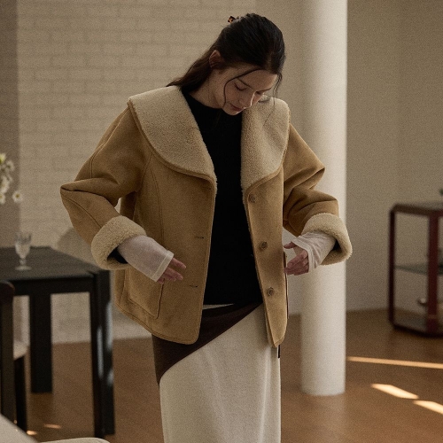 비뮤즈맨션 Wide collar mustang jacket Camel BE25WIJK002CA_이미지