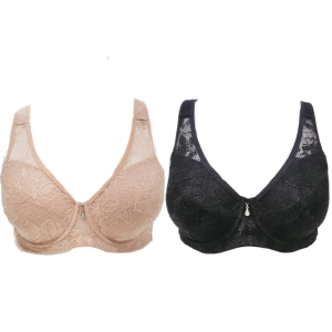 수 리오더우아한 플라워 매쉬 시스루 등군살보정 얇은 부직포패드 기능성 보정브라 NC 해운대 BR9579 80B 블랙