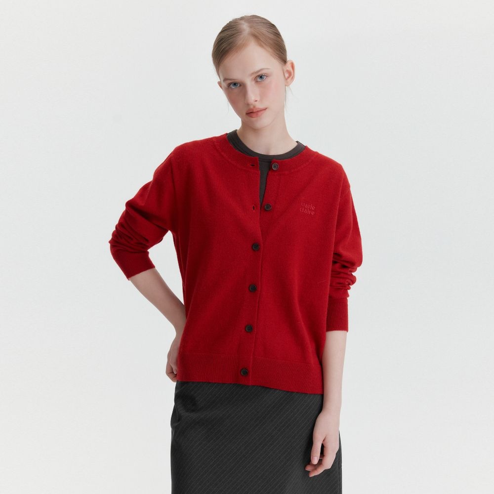 마리끌레르 베이직 로고 플레인 가디건 MAGAKC08MRD_이미지