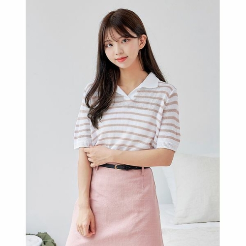 반에이크 로린 카라 단가라 니트_OB17KNME02Z_이미지