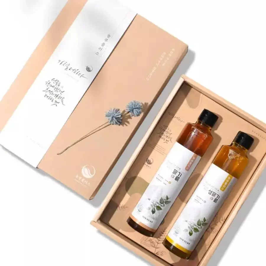 농부플러스 냉압착 생들기름 + 저온압착 들기름 300ml 2병 선물세트 (1개)