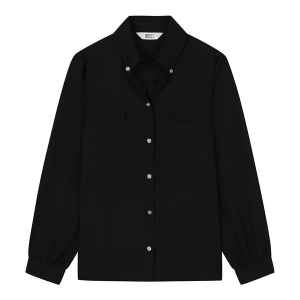 베스띠벨리 골드 버튼 쉬폰 블라우스 BHB9410BK 블랙 55_이미지