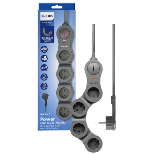 필립스 4구 메인스위치 플렉시블 멀티탭 (3m)_이미지