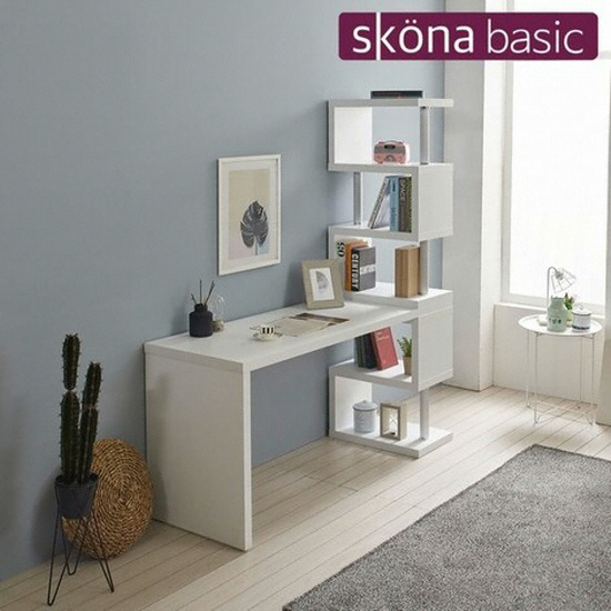 베이직팩토리 스코나 체르카2 소형 모듈 멀티 5단 책상세트 (1600x550)