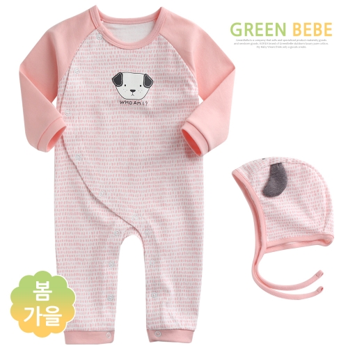 봄가을 영아용 바둑이 우주복 2종셋트