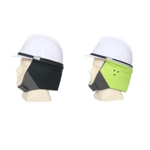 럭키산업 안전모 모자 패딩 방한 귀덮개 형광 검정_이미지