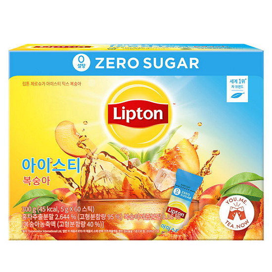 유니레버 립톤 제로슈가 아이스티 믹스 복숭아 5g 60개입 (3개)_이미지