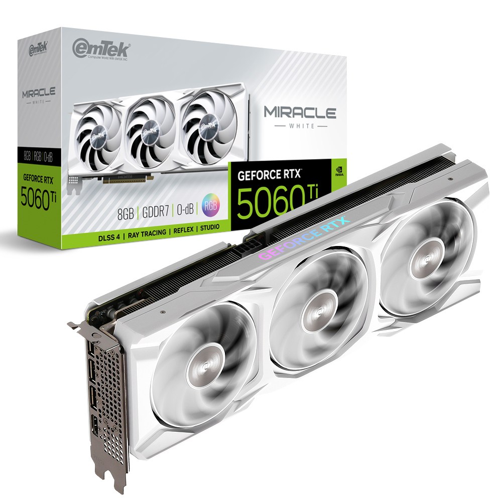 이엠텍 지포스 RTX 5060 Ti MIRACLE WHITE D7 8GB